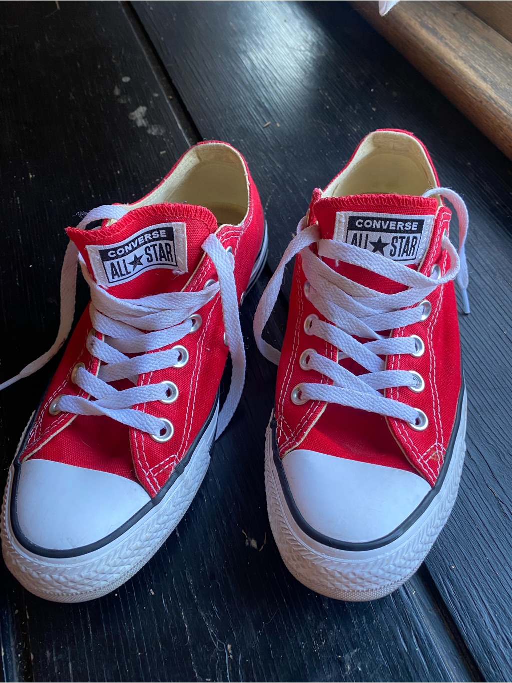 Converse Red And White Low Top Sneakers